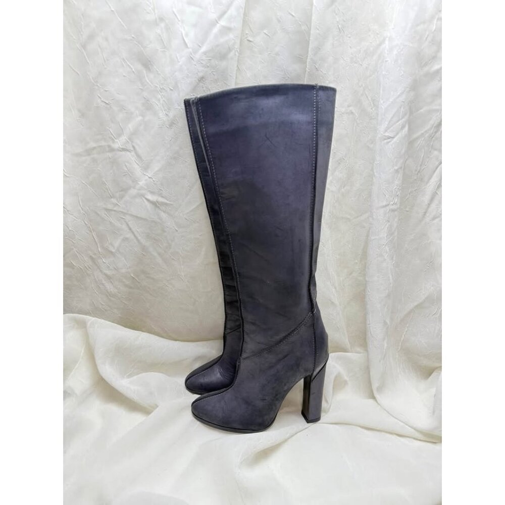 Pierre Hardy Over-the-Knee Suede Boots in Charcoal Gray